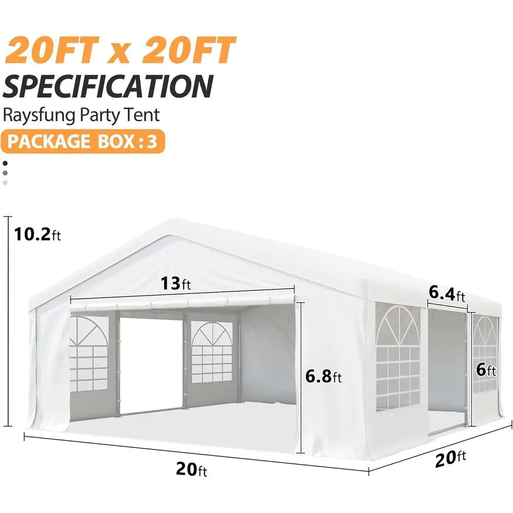 20 x 20t Party Tent Heavy Duty, Outdoor Wedding Tent with Removable Sidewalls, Event Gazebo Shelters or Party