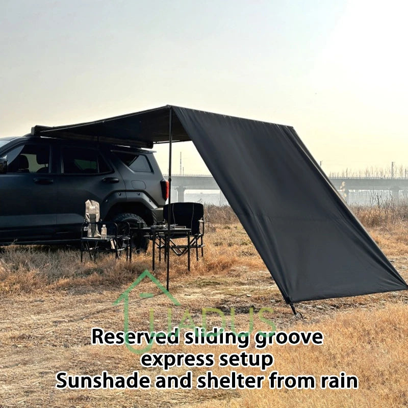 Car Side Tent Blackout with Mesh Windows Waterproof UV Protection Mounted Awning for Outdoor Camping Portable Shelter Easy Setup