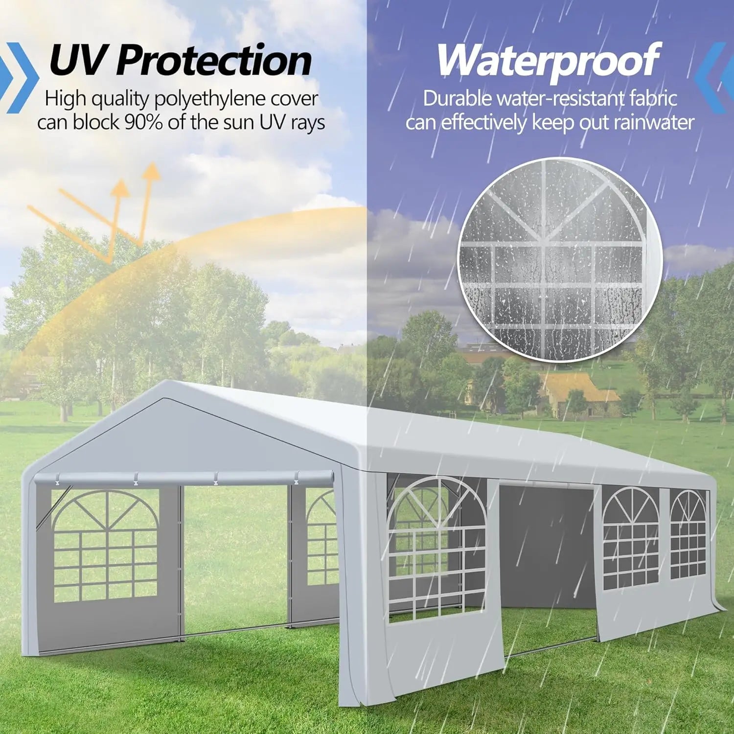 20'x30' Party Tent Heavy Duty, Large Wedding Event Tent with Removable Sidewalls & 4 Sand Bags, Event Canopy Shelter, Custom