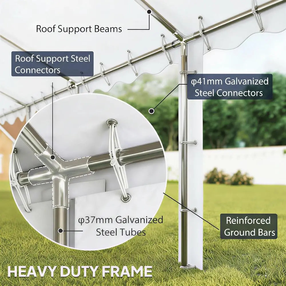 Large 20x40 Outdoor Heavy Duty Party Tent with Removable Sides, 12 Windows, 2 Doors, Ideal for Events, Weddings, and BBQs, White