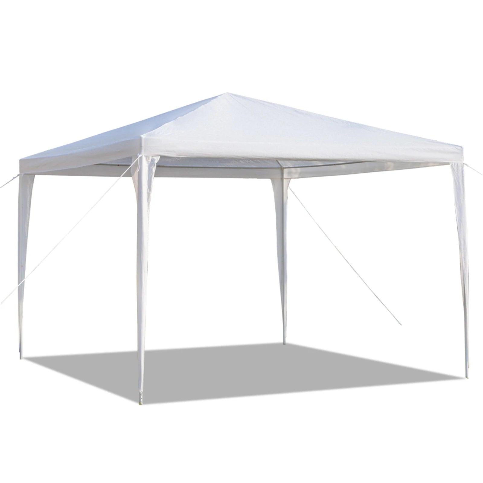 3 x 3 m Waterproof Tent with Spiral Tubes PE Cloth Iron Frame Outdoor Party Wedding Gazebo Heavy Duty Easy Setup White