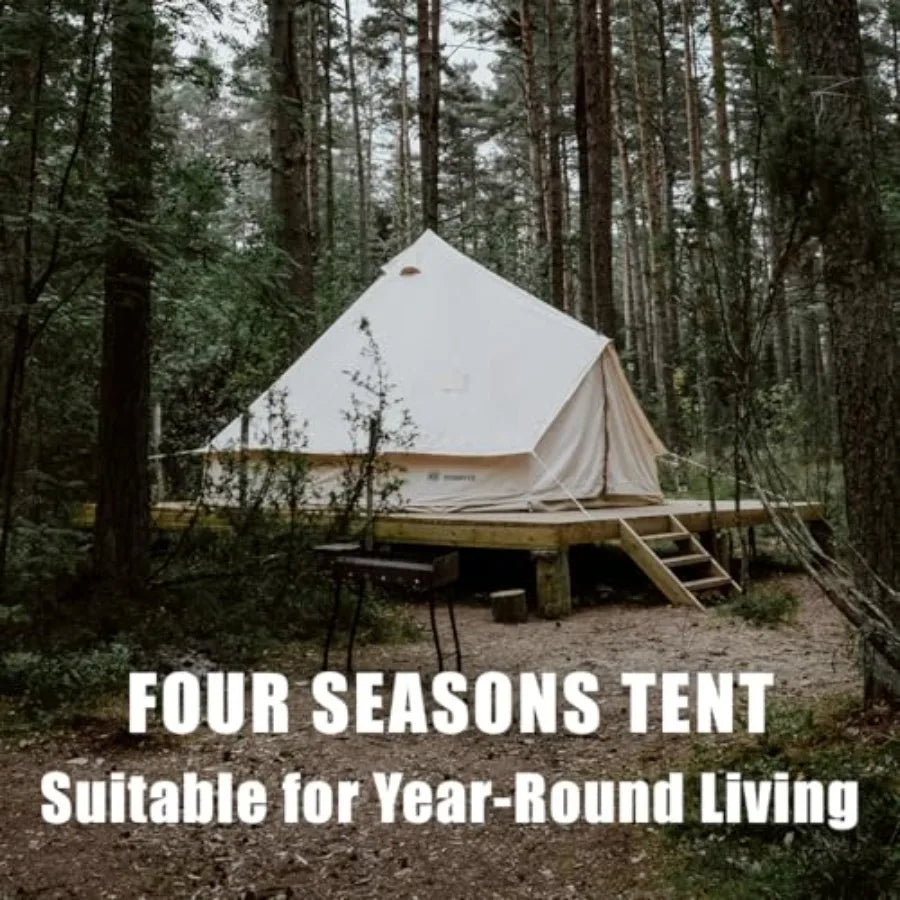 Canvas Bell Tent Yurt Tent 4 Seasons for Camping 100% Cotton Glamping Tents with Stove Jack Family Camping Outdoor Hunting Part