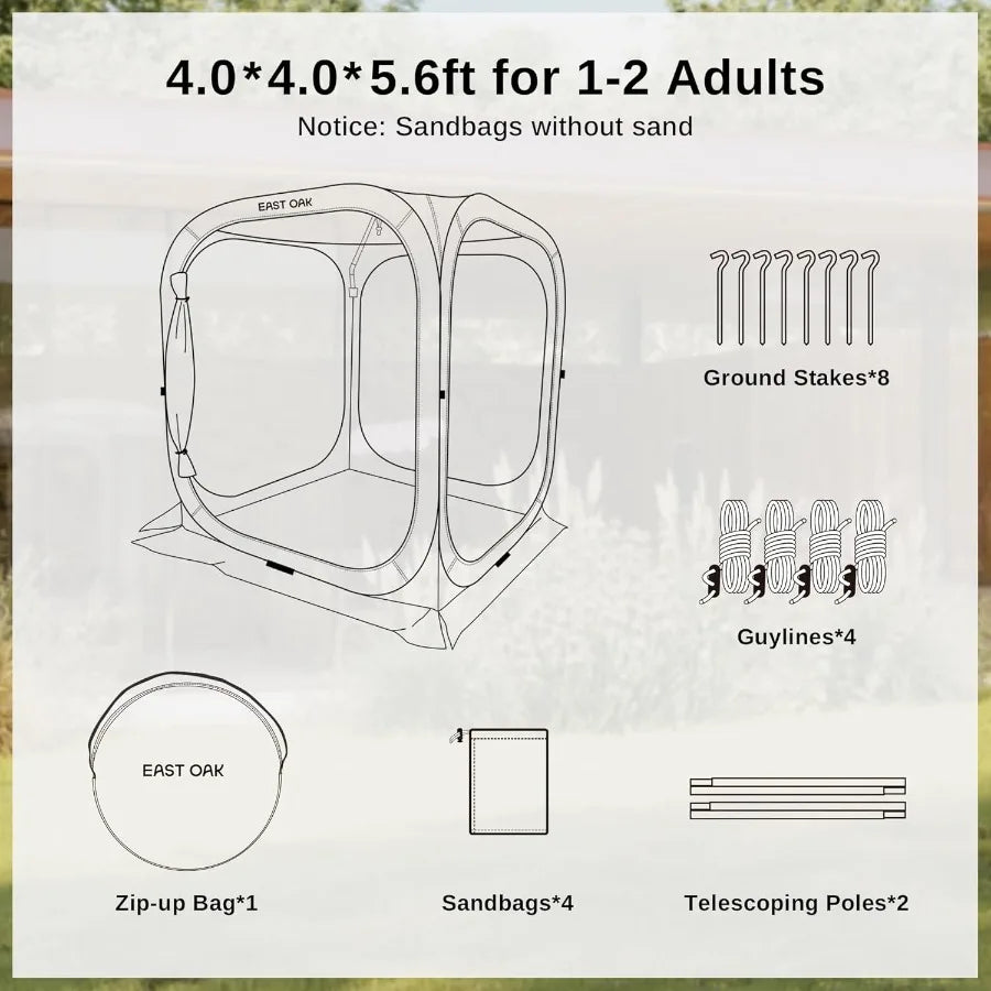 Screen House Tent Pop-Up Portable Screen Room Canopy Instant Screen Tent 4 x 4 FT with Carry Bag for Patio Backyard Deck Outdoo