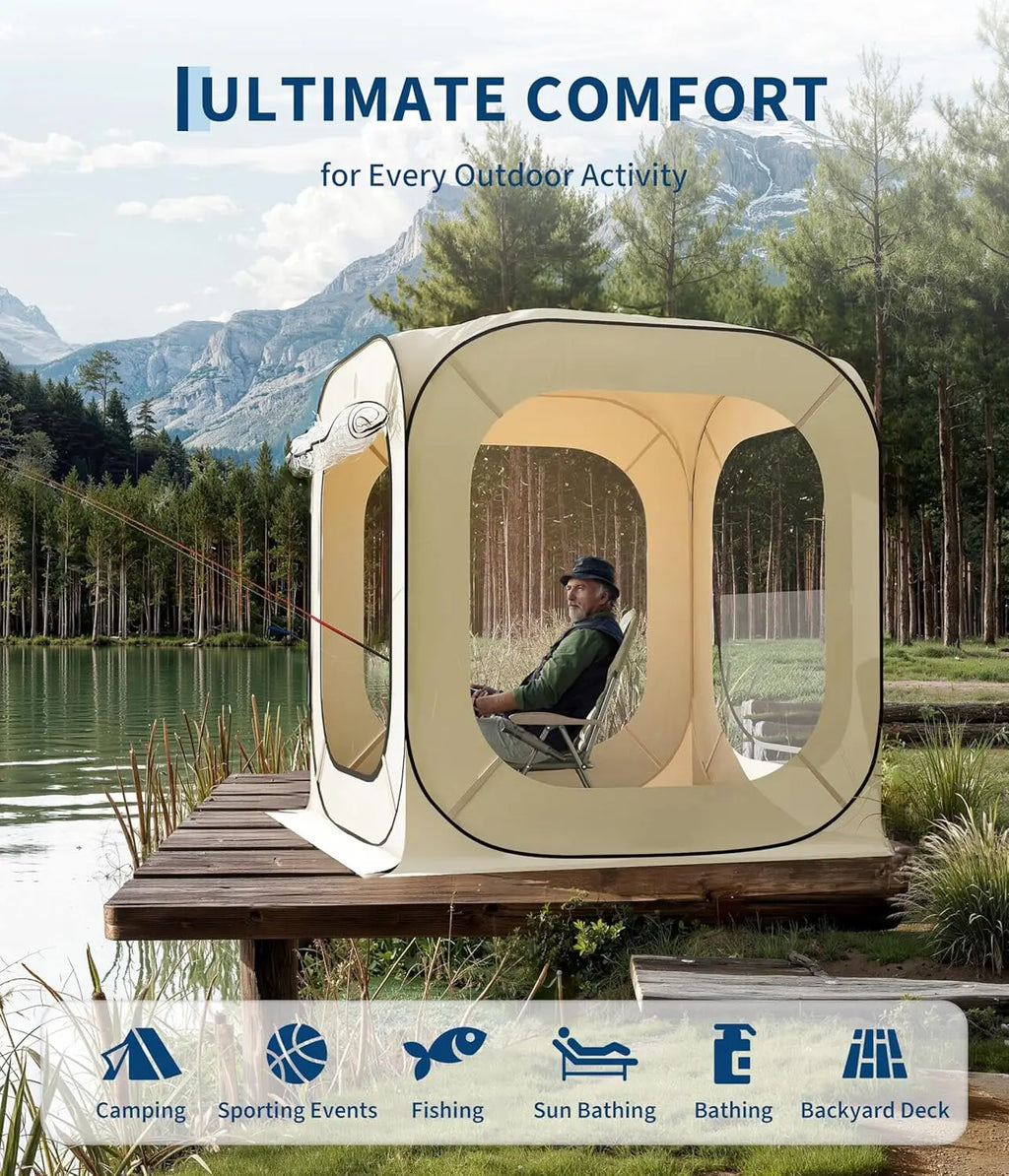Garvee for 4-12 Person Foldable Pop Up View Tent, 10x10ft Instant Bubble House with Portable Screen, Rainproof for Camping Sun Shelter
