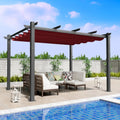 Morgan Outdoor Retractable Pergola with Sun Shade Canopy Patio Aluminum Pergola Shelter for Backyard Deck Garden Modern Metal G