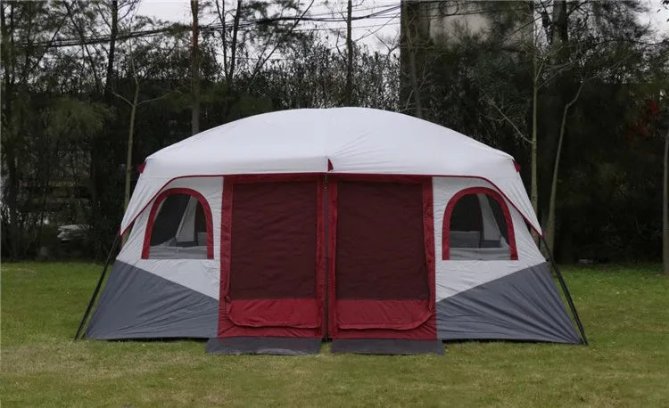 2026New Outdoor 8-12 People Double Rain And Sun Protection Family Road Trip Picnic Camping Two Rooms Tent