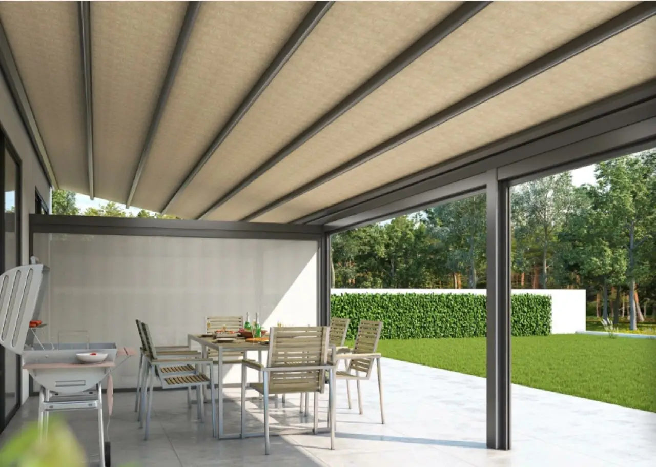 Modern Motorized Folding Canopy LED Light Pergola Aluminum Frame Outdoor Sun Shade Conservatory Awning Retractable Roof Gazebos