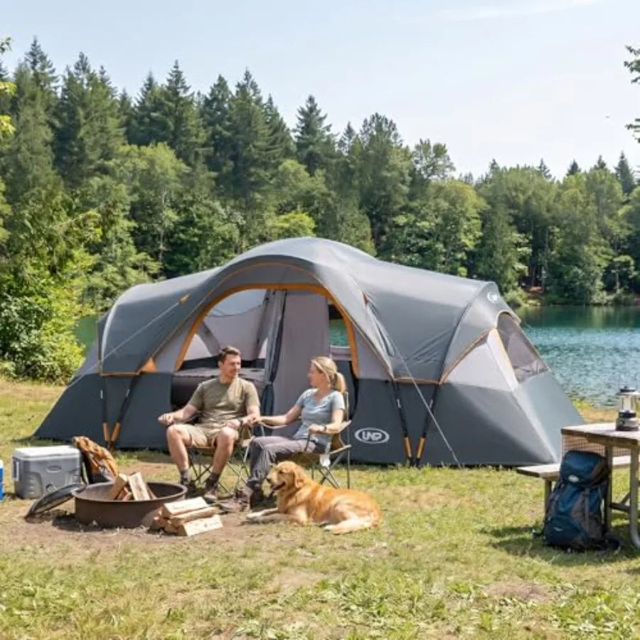 Camping Tent 10-Person-Family Tents, Parties, Music Festival Tent, Big, Easy Up, 5 Large Mesh Windows, Double Layer, 2 Room, Wa
