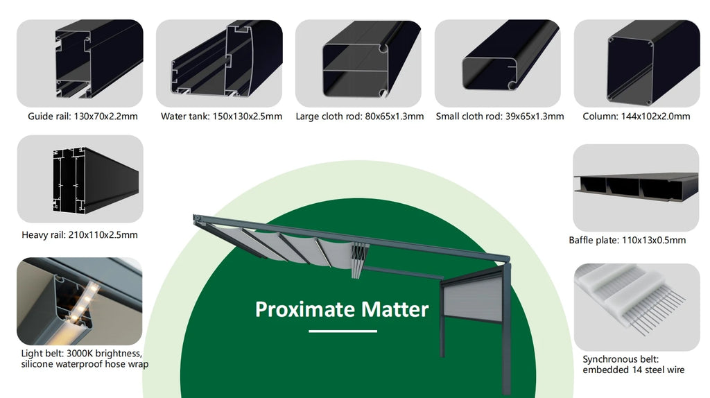 Modern Motorized Folding Canopy LED Light Pergola Aluminum Frame Outdoor Sun Shade Conservatory Awning Retractable Roof Gazebos