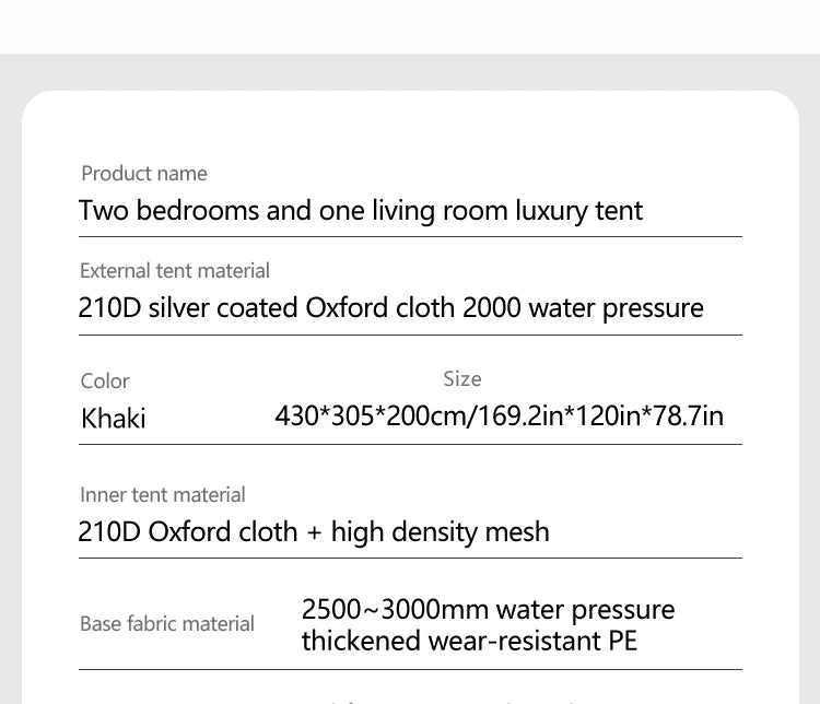 Outdoor Camping Family Tent 3-12 Person Double Layers Oversize 2 Rooms Thickened Rainproof Outdoor Family Camp Tour Equipment