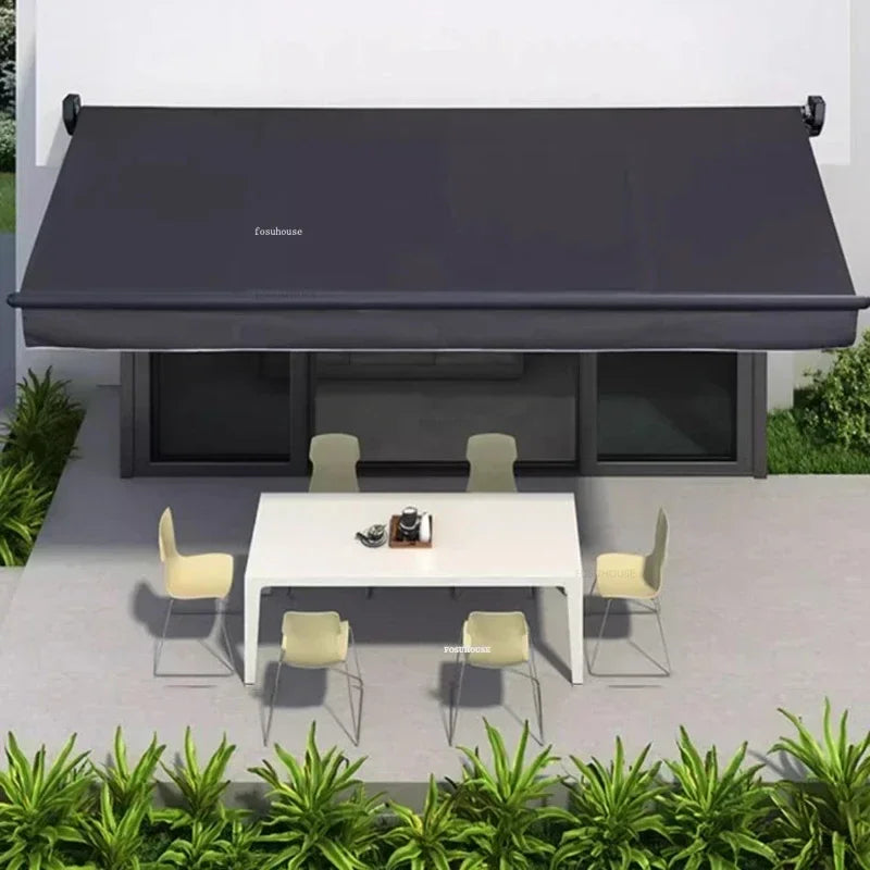 Tent Electric Canopy Retractable Folding Gazebos Outdoor Eaves Remote Control with Light Villa Courtyard Rainproof Awning N