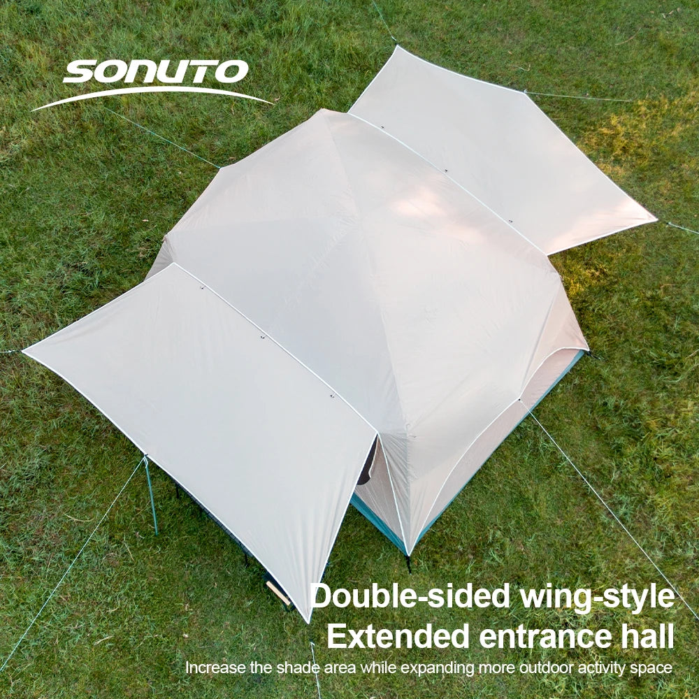 2025 8-12 P Family Camping Tent Extra Large Waterproof Windproof 2 Room Tent with Sun Protection Carry Bag Easy Setup Outdoor