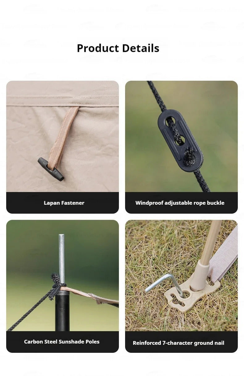 Naturehike BLACKDOG Qiyun 3-Speed Hexagonal Tent Sunscreen Stable Cooling Sensation Strong Wind Resistant Fiber Support With 360