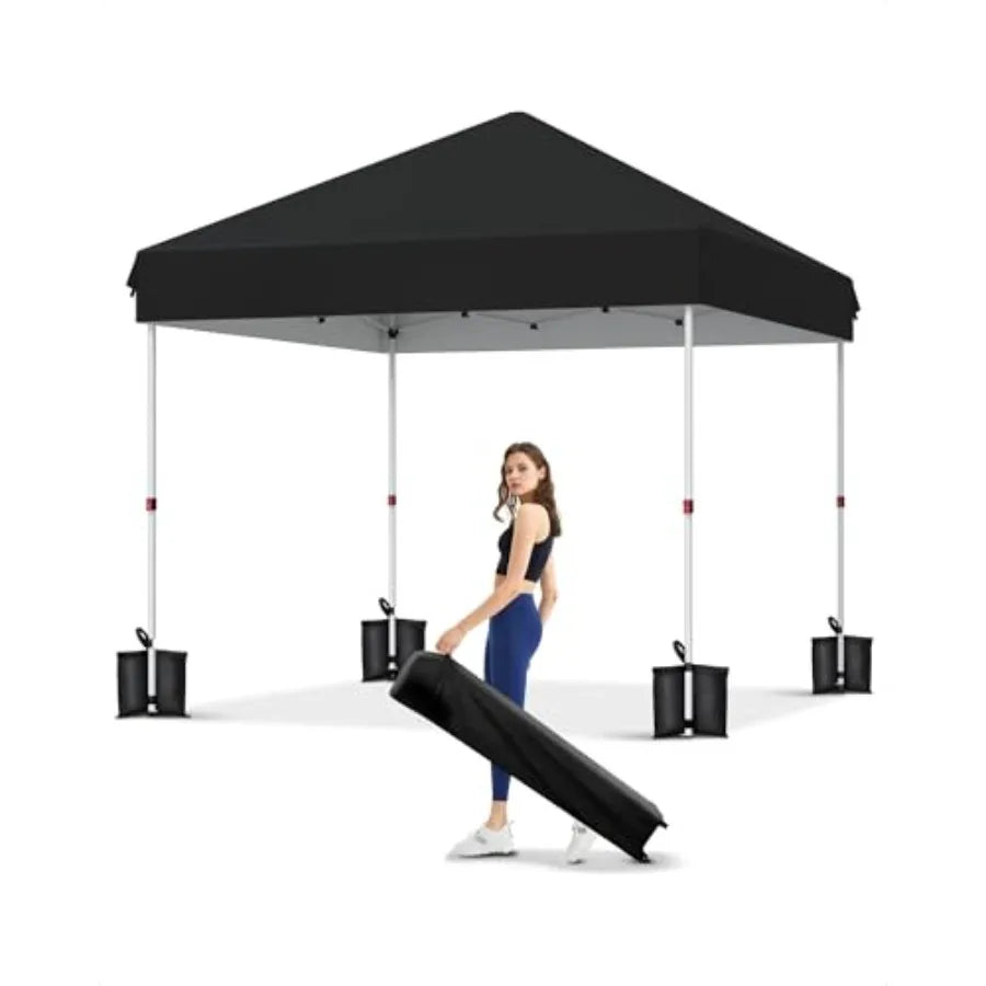 10x10 Pop Up Canopy with One Button Push Setup - Heavy Duty Outdoor Canopy Tent with Portable Roller Bag - 3 Adjustable Height,