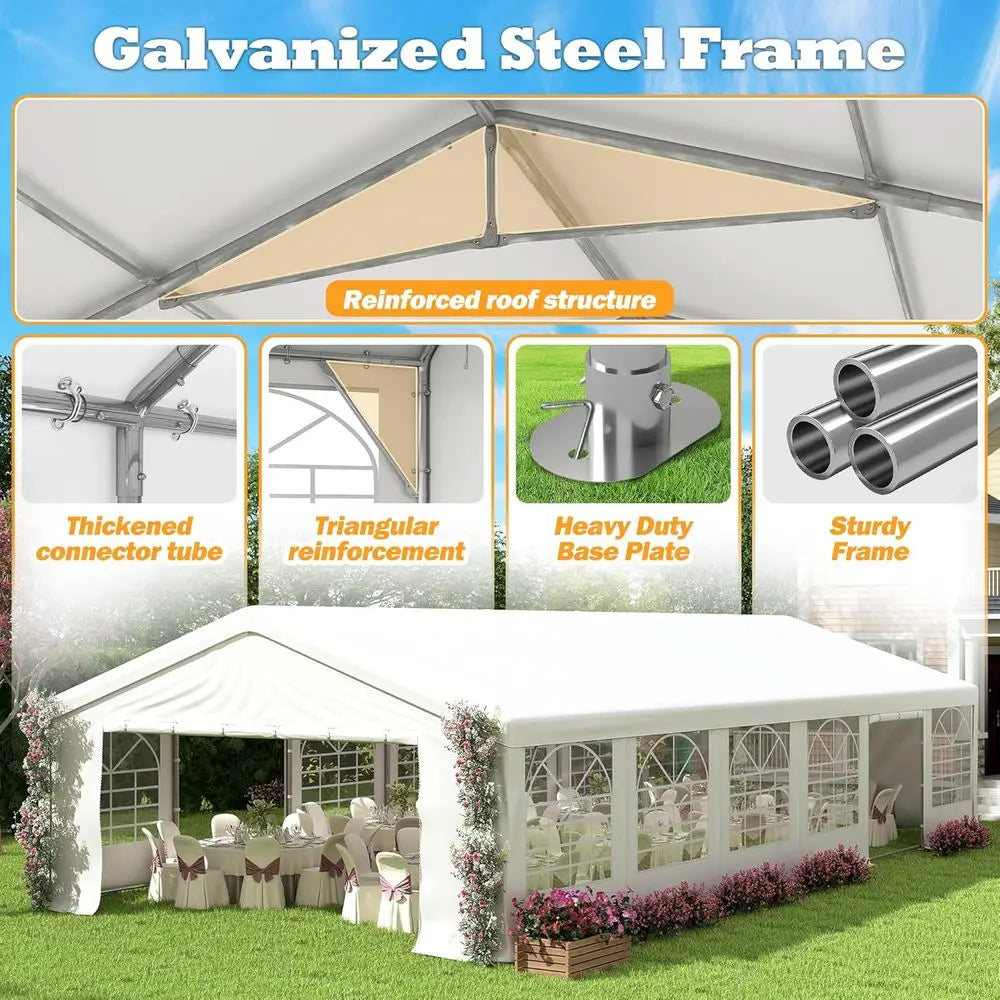 Heavy-Duty 20x40 Outdoor Party Tent with Removable Sidewalls for Weddings and Events