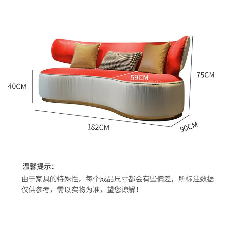 Light luxury first-layer cowhide curved sofa small apartment living room
