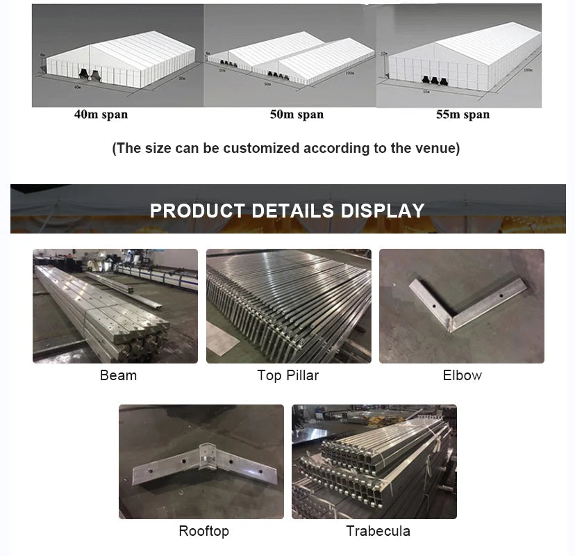Hot sale large outdoor tent for wedding parties, commercial exhibition events for 200, 400, 600 people, large
