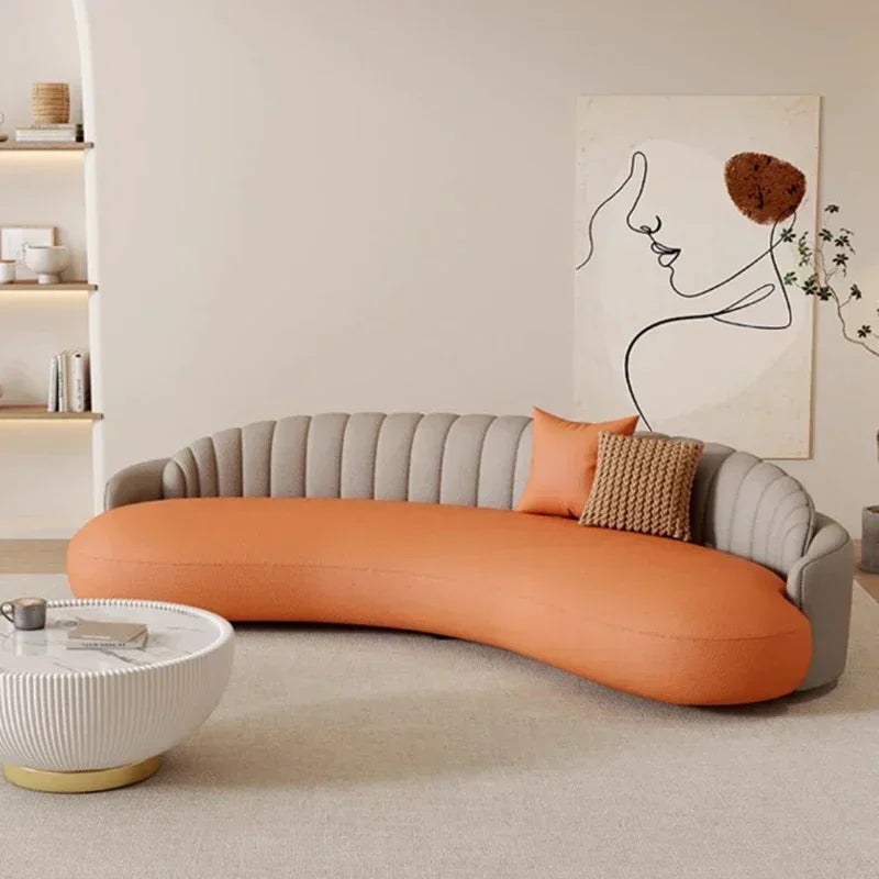 Curved Velvet Couches Modern Lounge Comfortable Nordic Puffs Sofa Luxury Designer Solid Wood Sofas Para El Hogar Home Furniture