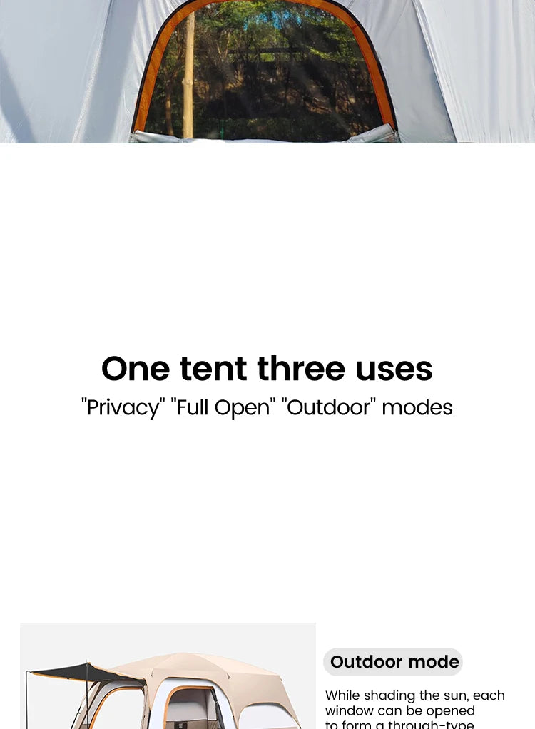 Outdoor Camping Family Tent 3-12 Person Double Layers Oversize 2 Rooms Thickened Rainproof Outdoor Family Camp Tour Equipment
