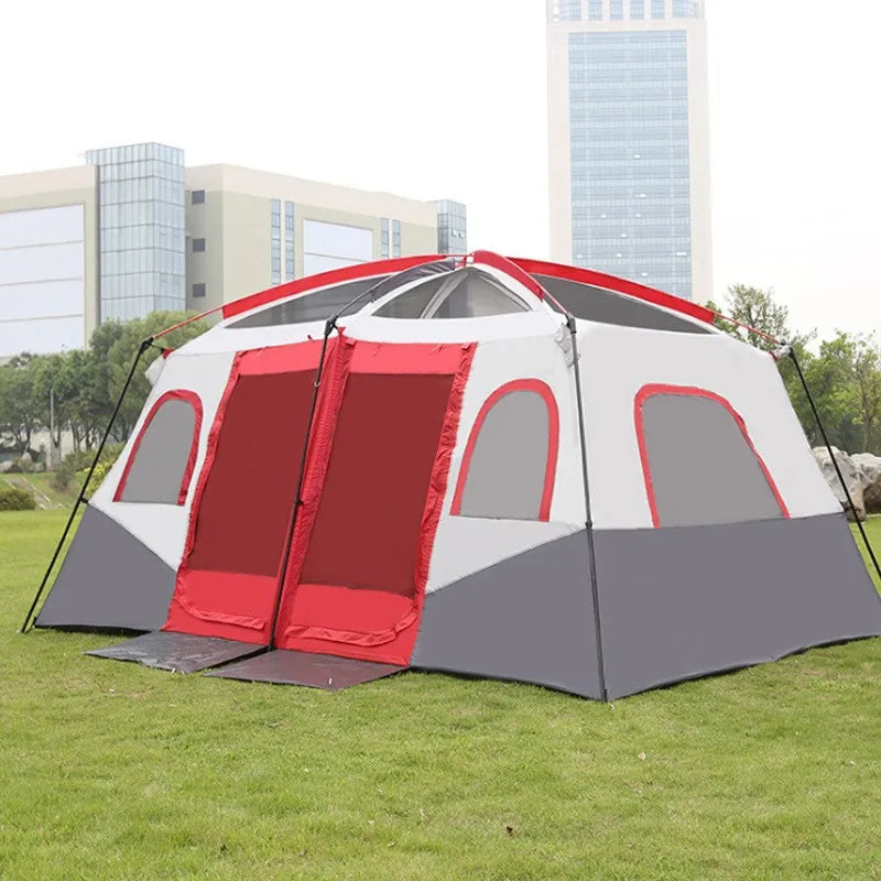 2026New Outdoor 8-12 People Double Rain And Sun Protection Family Road Trip Picnic Camping Two Rooms Tent