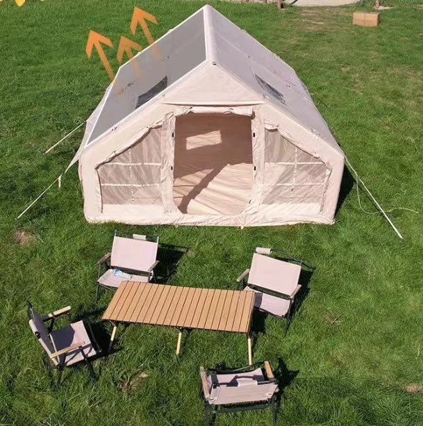 Portable Outdoor Waterproof Four Seasons Family Camping Tent 8-10 People Oxford Fabric Fashion Rooftop Travel Inflatable Triple