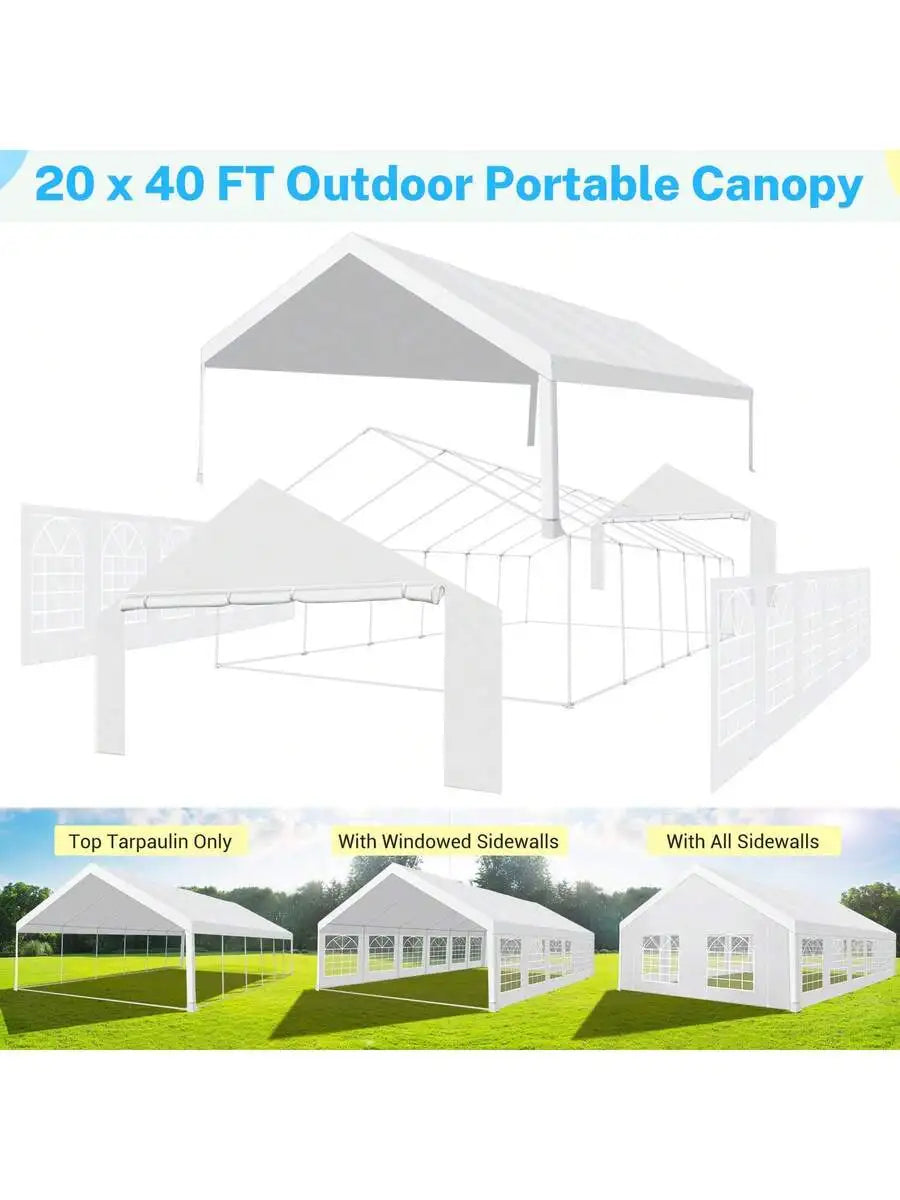 20x40 Ft Heavy Duty Outdoor Party Tent With Removable Sidewalls UV50+ Waterproof Canopy