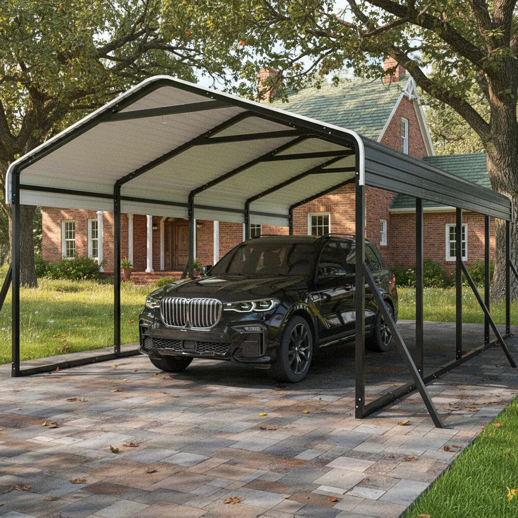 12x20 FT Heavy Duty Metal Carport Galvanized All-Weather Car Shelter Outdoor Garage for Car Boat Tractor Custom