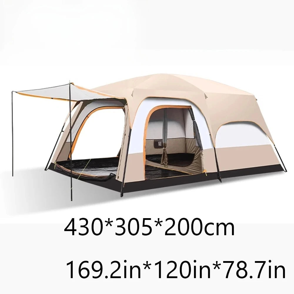 Upgraded 4 Season Camping Tent 3-12 Person Waterproof Windproof Double Layer 2 Room Family Outdoor Backpacking Equipment