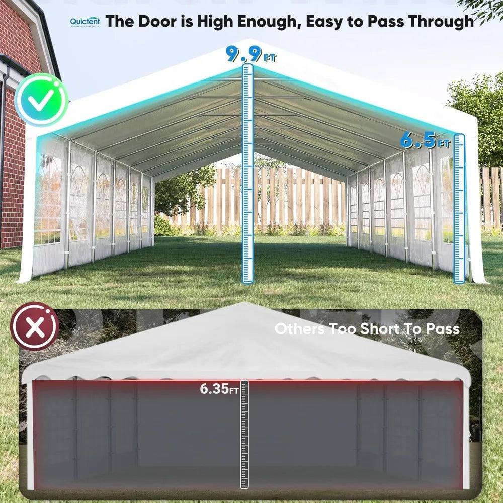 Tente de fête 20x40, auvent extérieur robuste, abri pour événements de mariage, barbecue, tentes de mariage pour fêtes avec sacs de rangement (C