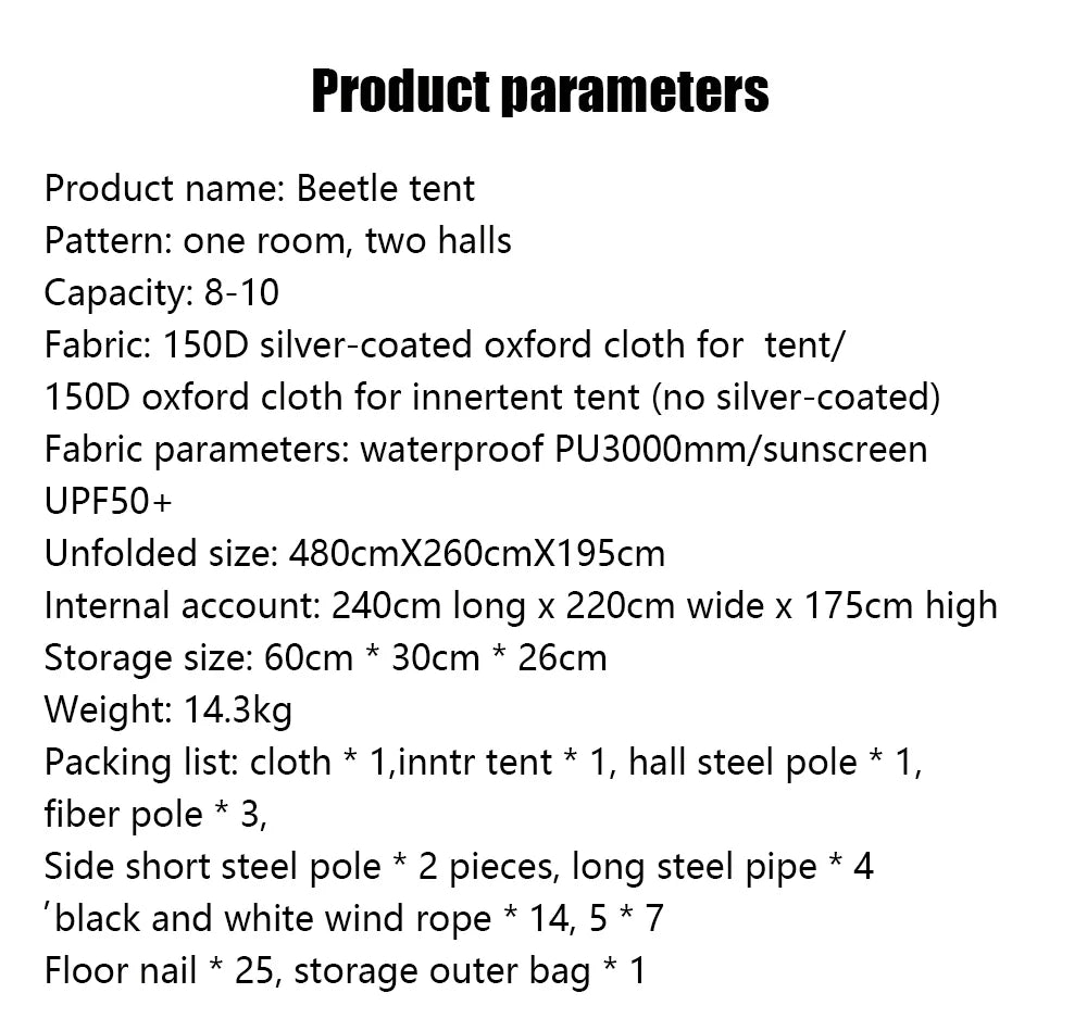 Tunnel tent 8-12 person 4-season double-layer waterproof UV resistant and windproof tent Family outdoor camping tent detachabl