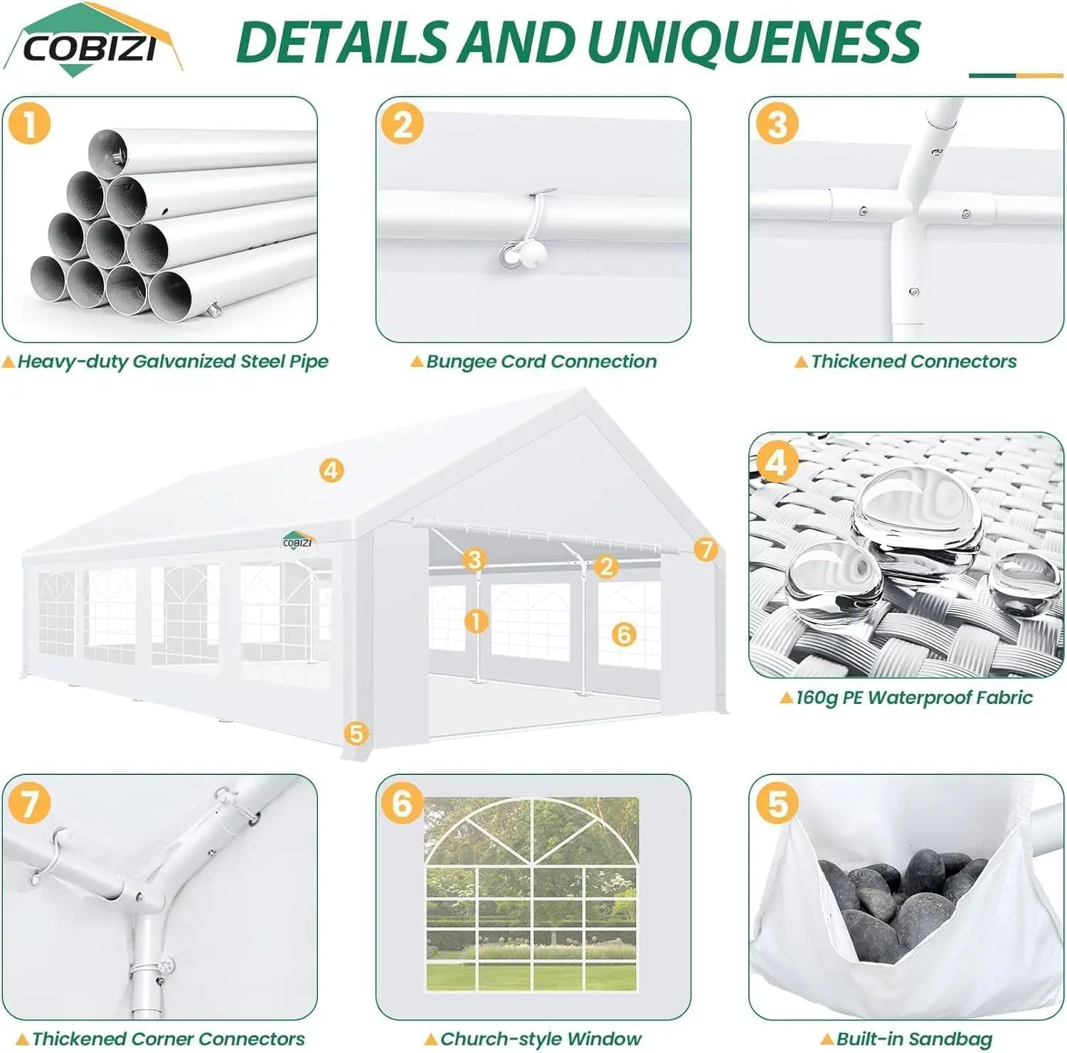 20x30 Party Tent Heavy Duty Canopy Wedding Gazebo Outdoor Event Shelter BBQ Waterproof White