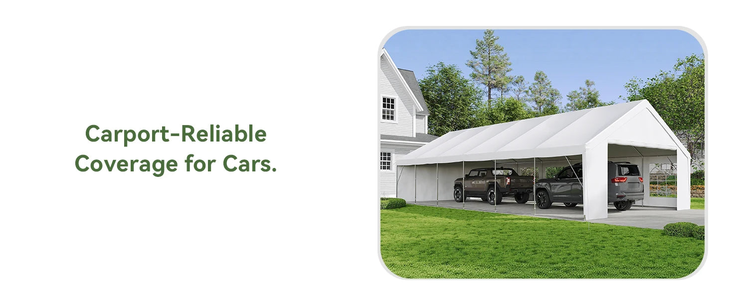 Aoxun 20x40 Party Tent,Waterproof Canopy with Removable Sidewalls & Roll-up Door,Steel Frame for Wedding BBQ Camping,White
