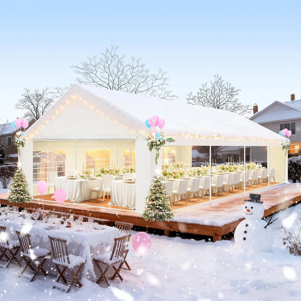 20x30 FT Party Tent Heavy Duty, Large Outdoor Event Tents for Parties with 8 Sidewalls & Built-in Sandbags,Waterproof, Custom