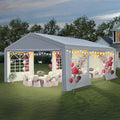 Tonnelle de réception et abri pour voiture 20' x 20' - Gazebo de mariage extérieur robuste avec 4 sacs de sable, abri événementiel, personnalisable