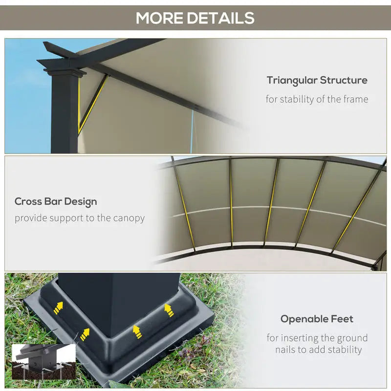 Outsunny 11' x 11' Outdoor Retractable Pergola Canopy for Backyard, Beige