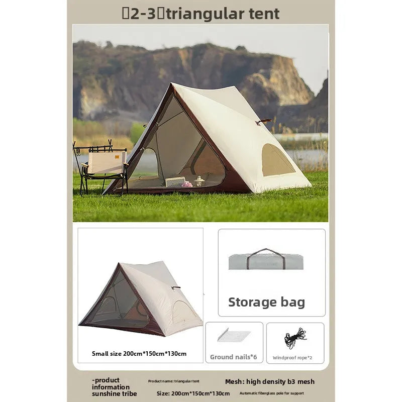 Portable Automatic Pop Up Triangle Beach Tent, UV Protection Outdoor Quick Open Sun Shelter for Camping, Beach and Daily Leisure