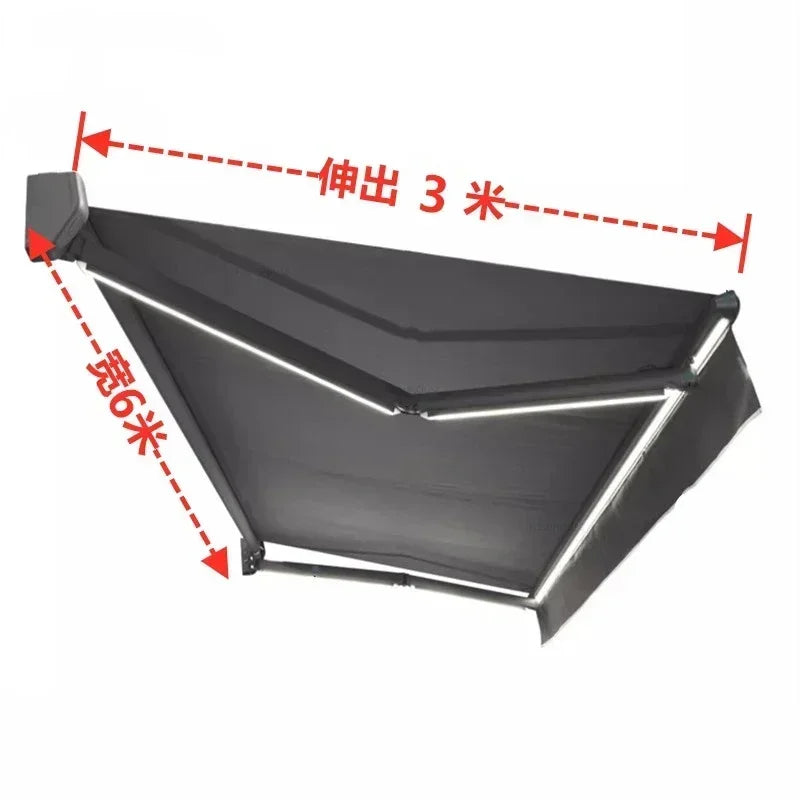 Tent Electric Canopy Retractable Folding Gazebos Outdoor Eaves Remote Control with Light Villa Courtyard Rainproof Awning N