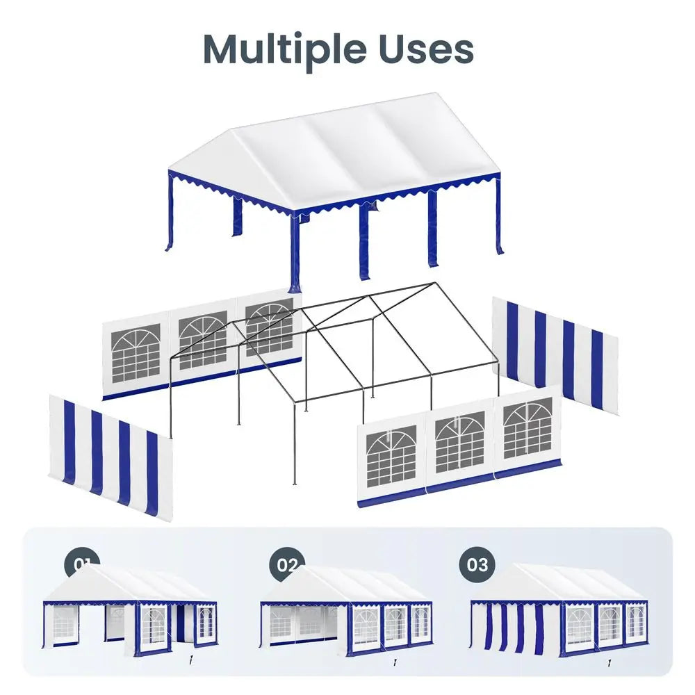16x20 Outdoor Heavy Duty Party Tent, Large Party Canopy Wedding Event Tent with Removable Sidewalls amp 3 Storage Bags for Pati