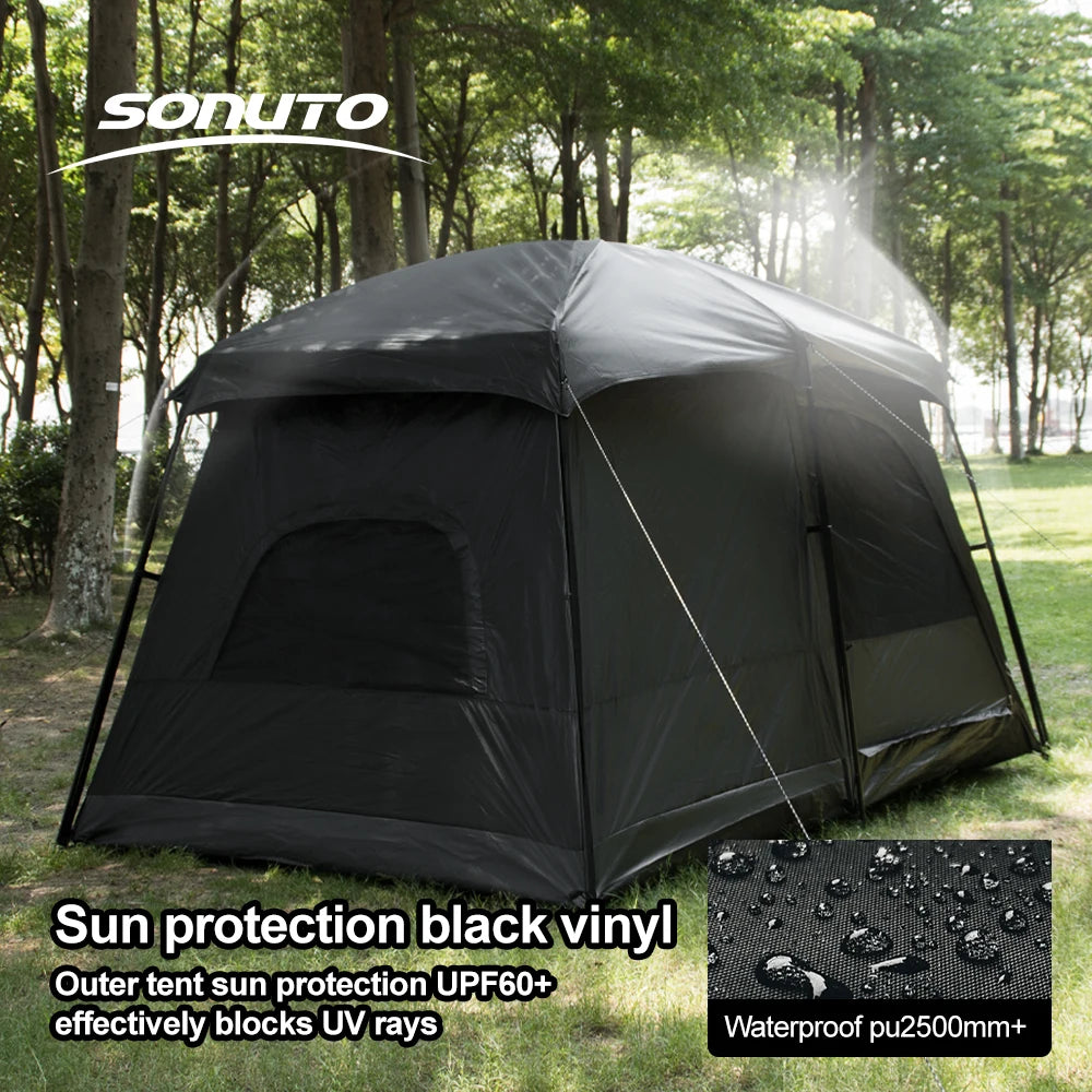 8-12 Family Tent Person Outdoor Camping Double Layers Oversize 2 Rooms Thickened Rainproof Outdoor Family Camp Tour Equipment