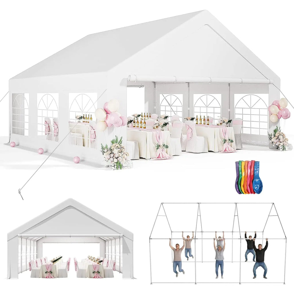 Tente de réception 20x20 pour événements, tentes de jardin avec ballons en bonus, abri de voiture robuste, auvent de mariage, personnalisable