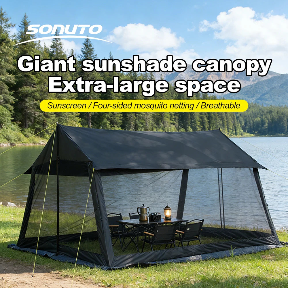 Sonuto 210D Automatic Camping Tent Large Instant Pop-up Family Tent Waterproof Anti-Mosquito Sun Shelter for Outdoor Beach Park