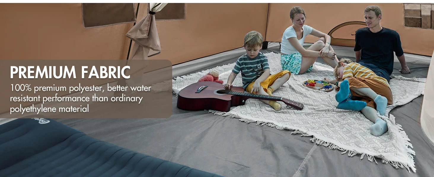 6 | 8 | 10 Person Family Camping Tent with Porch, Big Family Camping Tent with Tall Height, Good Ventilation, Water Resitant Large Tent for Outdoor Camping, Backyard