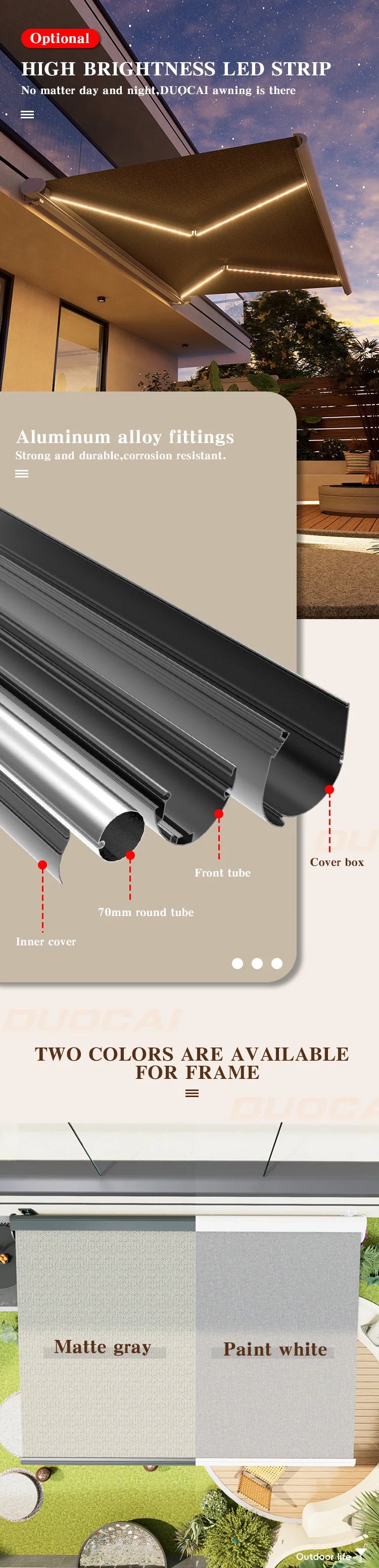 Automatic Awning Outdoor Cassette Foldable Awning Sun Shades Outdoor Retractable Awning Garden Buildings