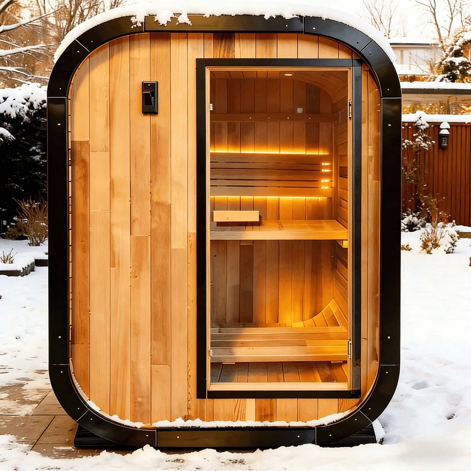 Sauna panoramique extérieur sur mesure, cabine de vapeur ronde, anti-corrosion, anti-fissuration, durable, chauffage intégré, spa à domicile