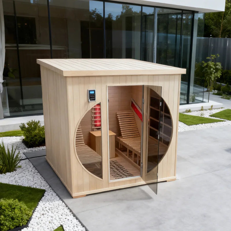 Sauna extérieur, espace de repos, maison en bois, sauna carré préfabriqué en cèdre