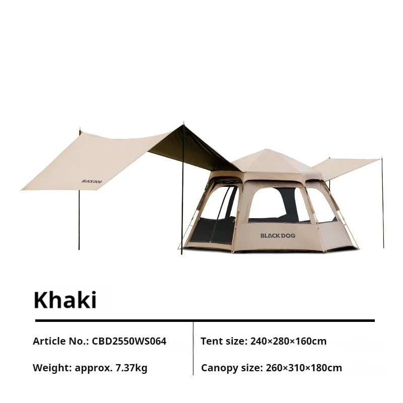 Naturehike BLACKDOG Qiyun 3-Speed Hexagonal Tent Sunscreen Stable Cooling Sensation Strong Wind Resistant Fiber Support With 360