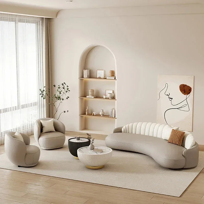Curved Velvet Couches Modern Lounge Comfortable Nordic Puffs Sofa Luxury Designer Solid Wood Sofas Para El Hogar Home Furniture