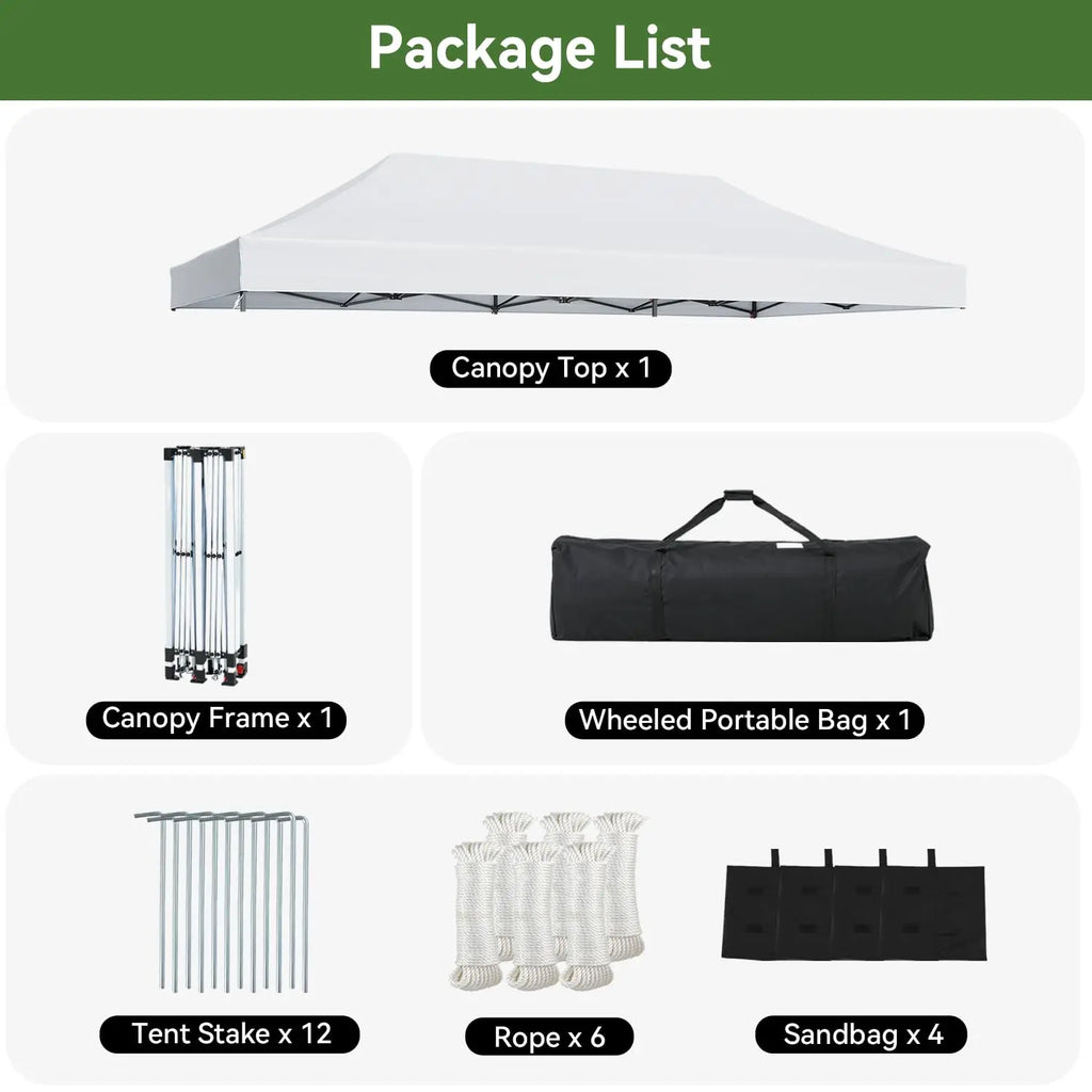 10x20 Pop Up Canopy Without Sidewalls, Easy Up Instant Shelter with Roller Bag & Sand Bags – Outdoor Canopy Tent for, Custom