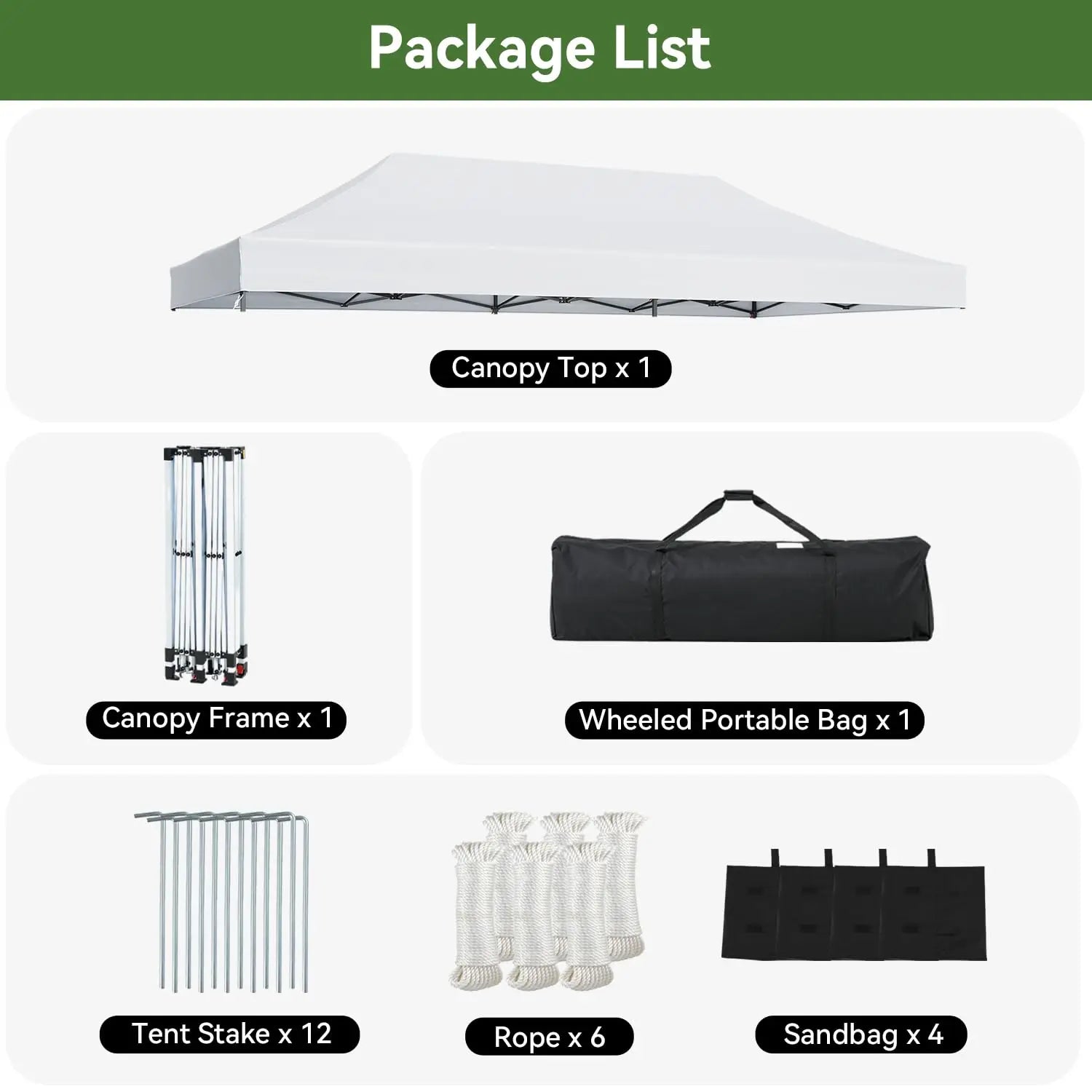 10x20 Pop Up Canopy Without Sidewalls, Easy Up Instant Shelter with Roller Bag & Sand Bags – Outdoor Canopy Tent for, Custom
