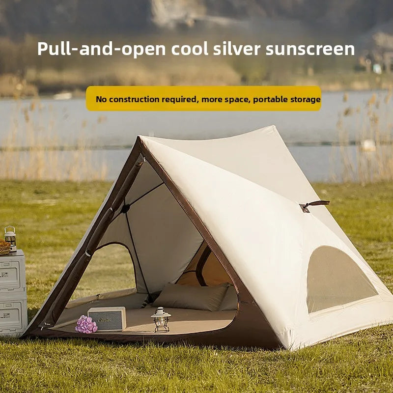 Portable Automatic Pop Up Triangle Beach Tent, UV Protection Outdoor Quick Open Sun Shelter for Camping, Beach and Daily Leisure